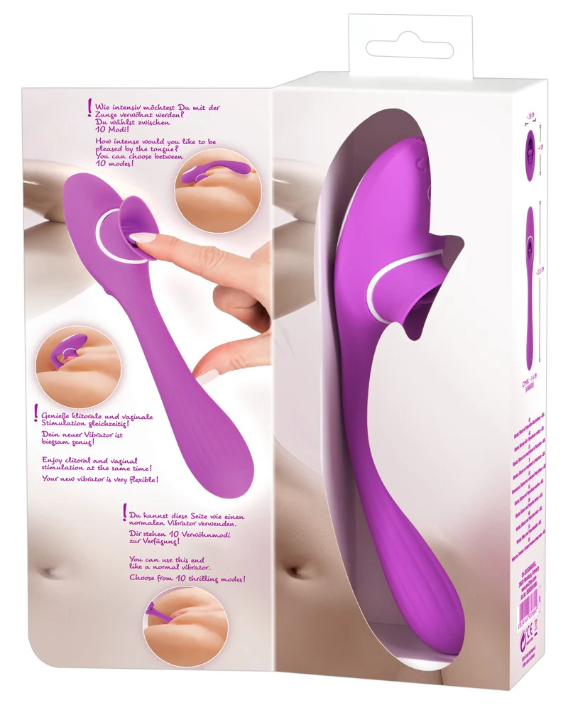 2 Funktion Vibrator Med Tunga - 22 cm - Image 12