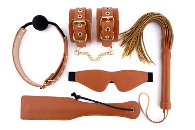 BDSM Set Veganskt Läder Cognac
