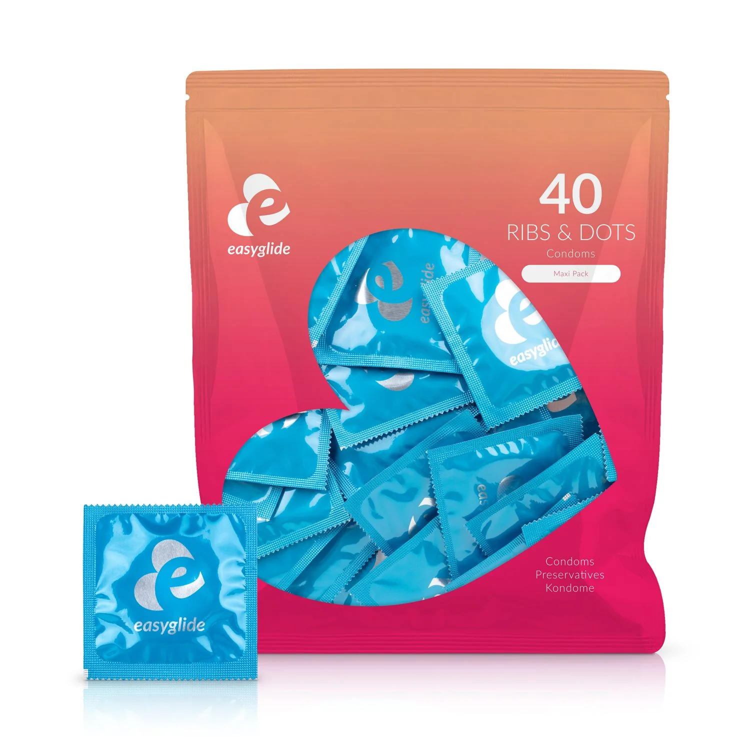 EasyGlide Ribs & Dots Kondomer 40-pack