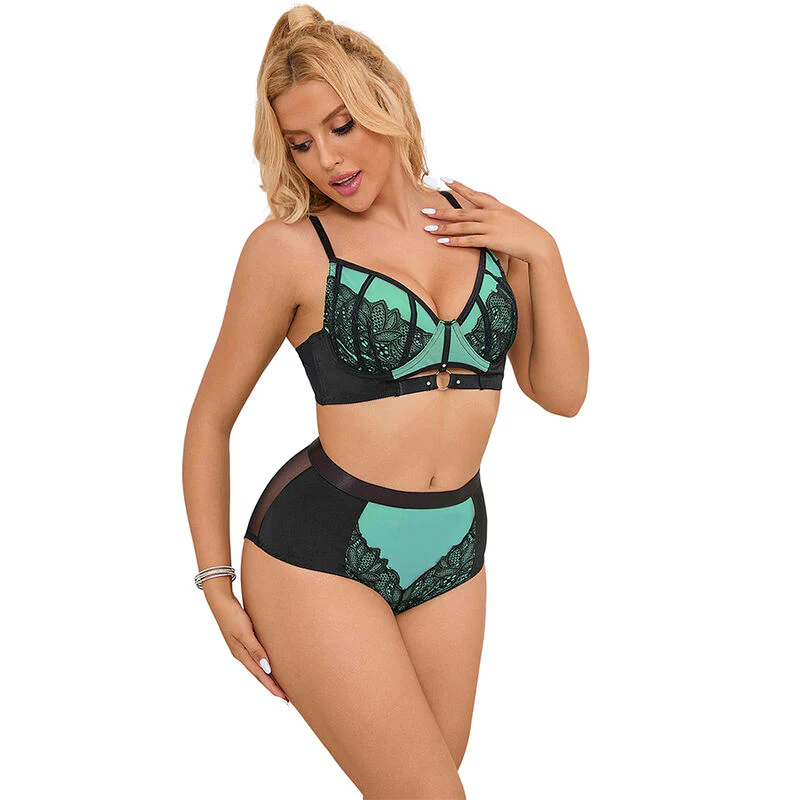 Grön Spets & Mesh BH-set - Image 3