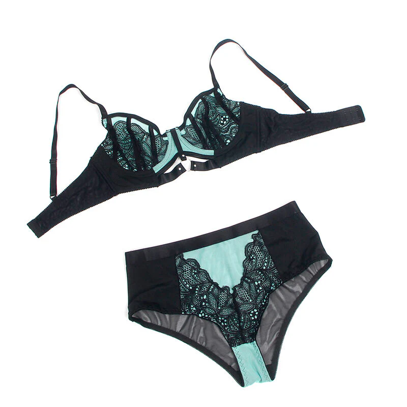 Grön Spets & Mesh BH-set - Image 7