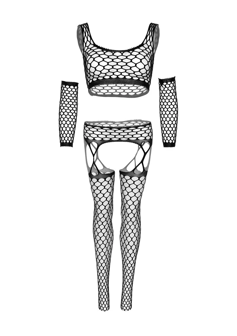 Leg Avenue Crop top, stockings & gloves - Image 4