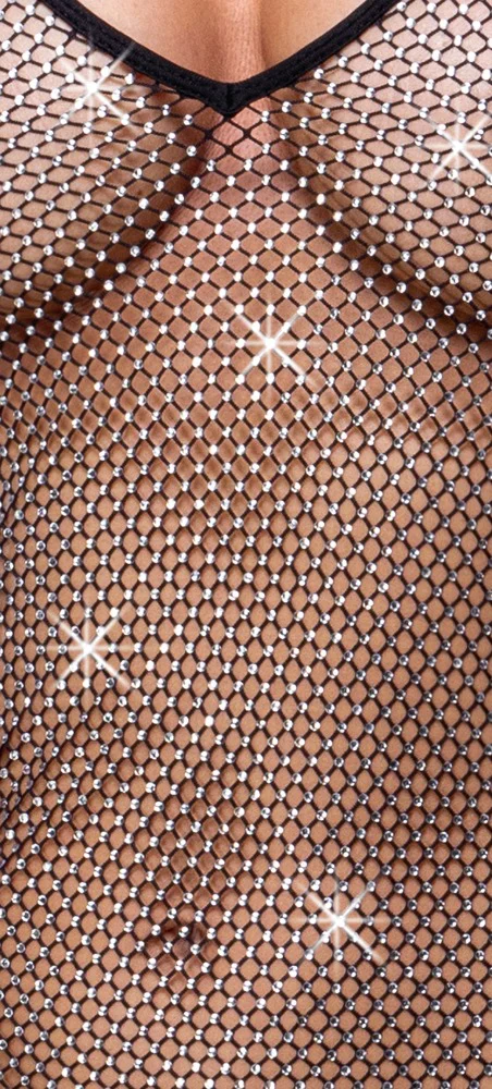Rhinestone Mesh Mini Dress - Image 3