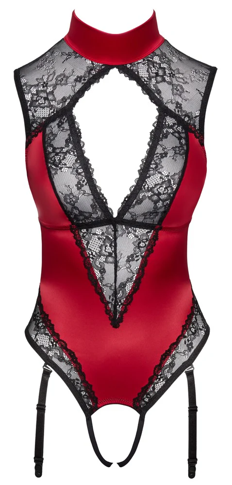 Röd Crotchless Body med Spets - Image 7