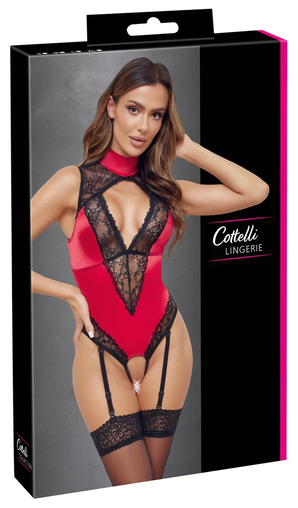 Röd Crotchless Body med Spets - Image 8