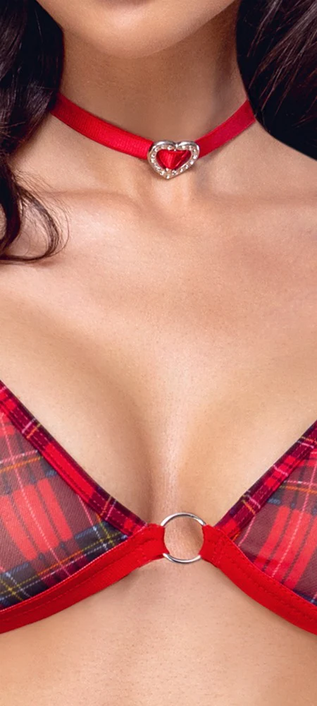 Röd Rutig Lingerieset 3-delat - Image 4