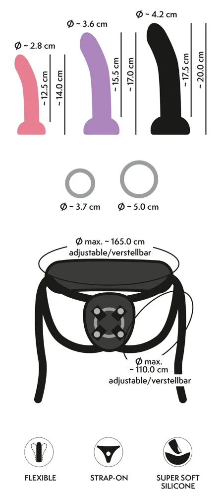 Strap-on Set med 3 Silikondildos - Image 12