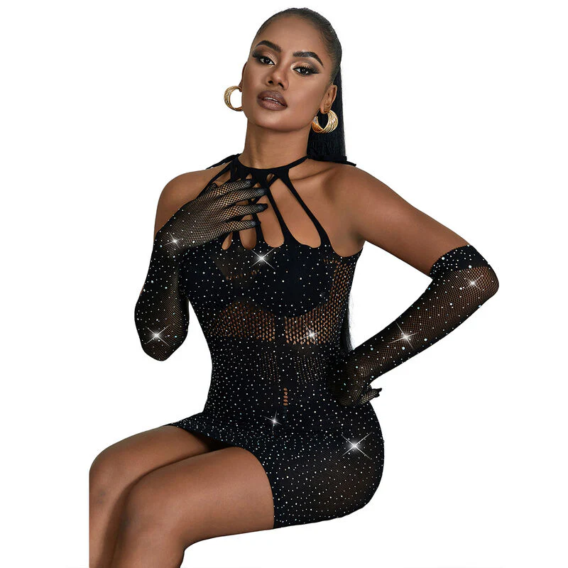 Subblime Fishnet Dress Med Strass - Image 3
