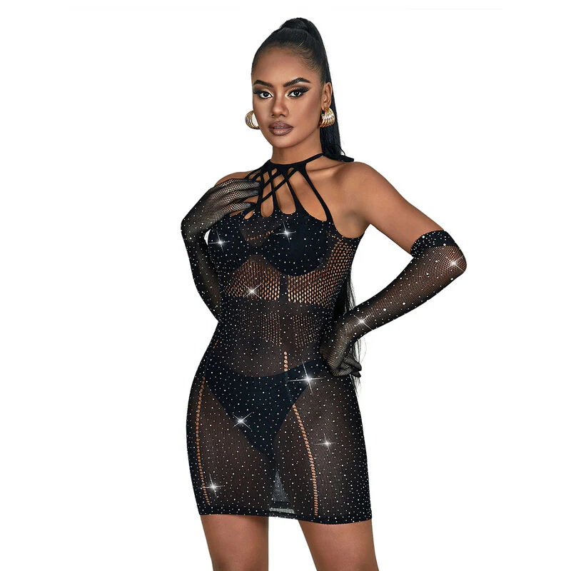 Subblime Fishnet Dress Med Strass - Image 4