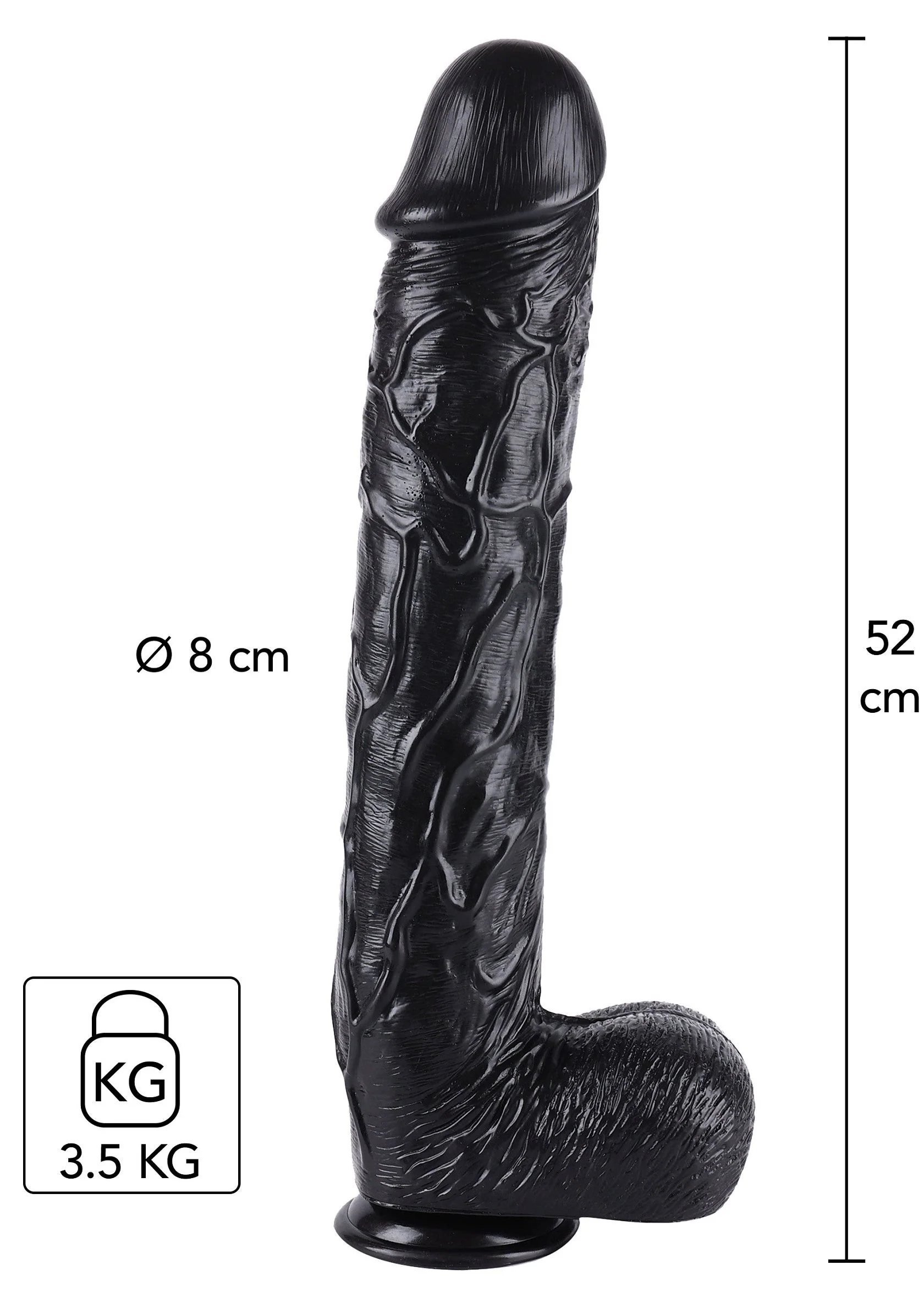 XXXXL Dildo 52 cm Svart PVC - Image 2